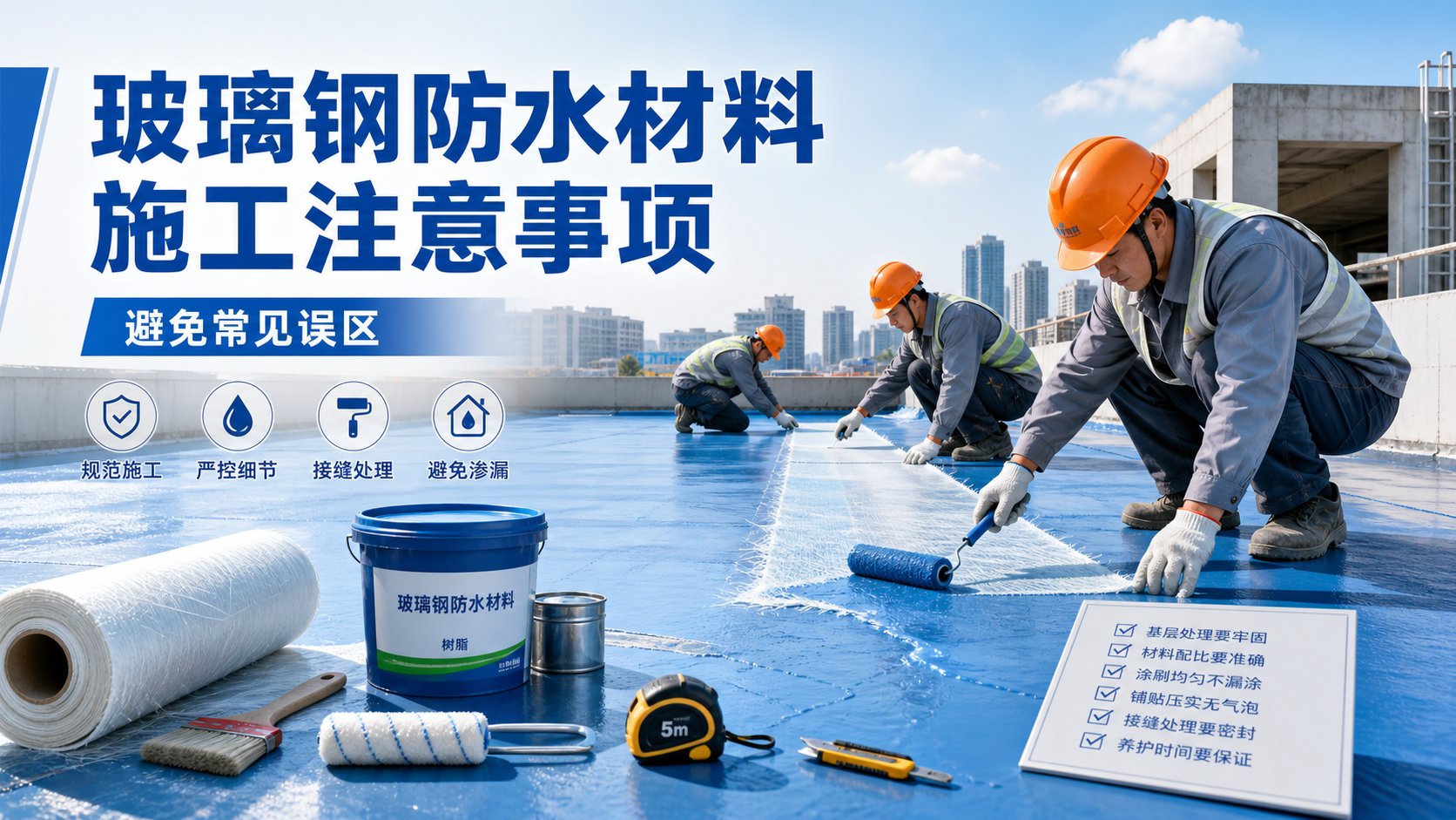 玻璃钢防水材料施工注意事项,避免常见误区 鄂州 版